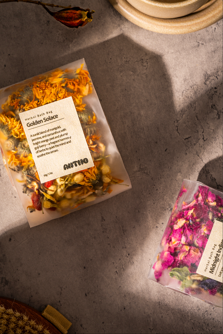 Golden Solace citrus floral herbal bath bag wellness self-care gift